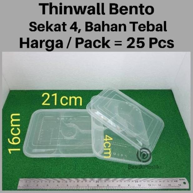 (Good) Thinwall Bento Sekat 4 TEBAL box bento bening thinwall bento catering