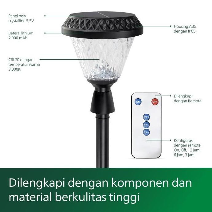 Philips Lampu Taman SmartBright Solar Bollards Round Spike MRS