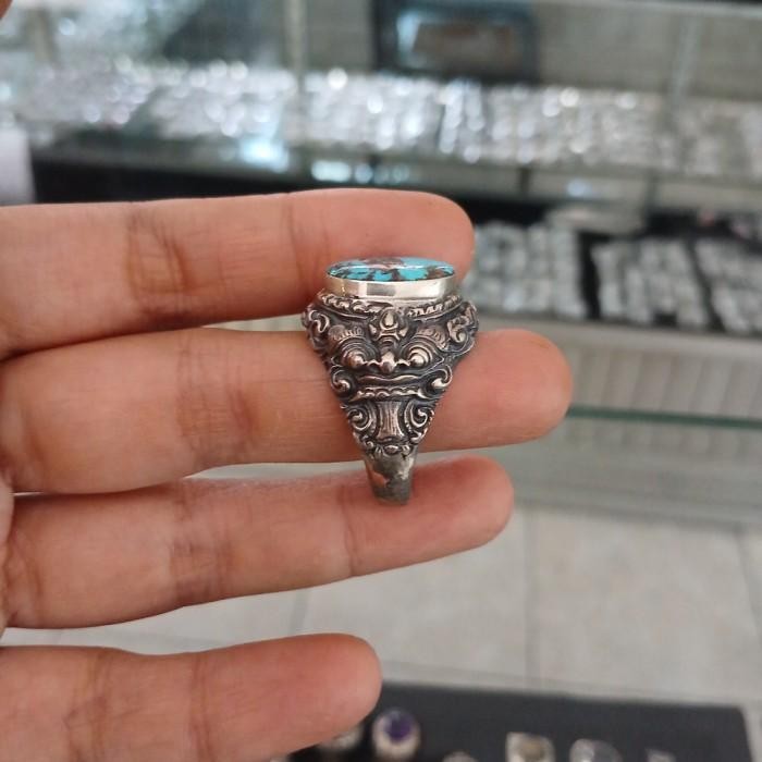 Cincin Perak Pria Model Barong Bali Dengan Permata Original Dan Terpercaya
