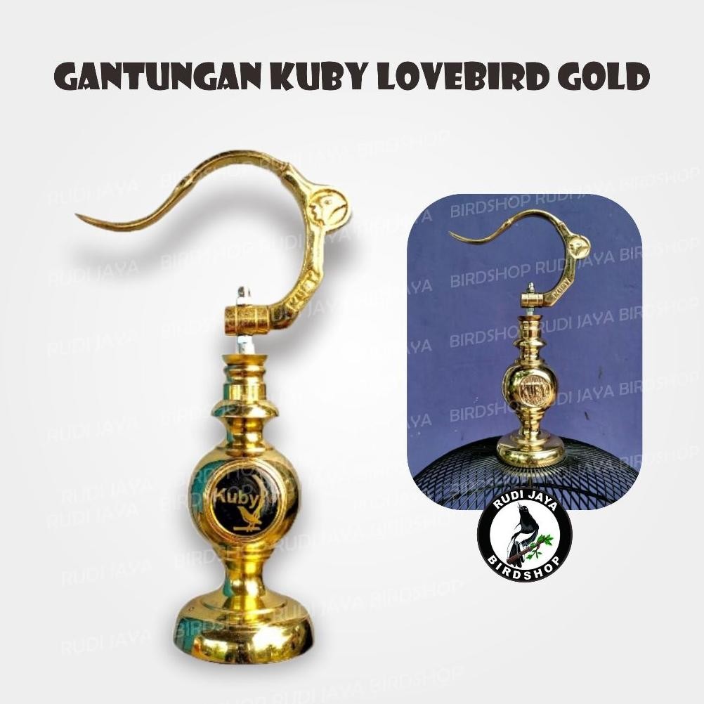 wwr-76 GANTUNGAN KUBY LOVEBIRD GOLD 1 SET LENGKAP PION KANDANG BESI BULAT KAPSUL SANGKAR BURUNG KONI