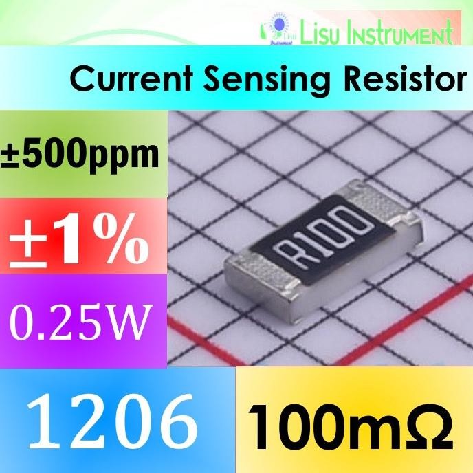 Terbaru (25) 100m 1206 1% 250mW 5A 500ppm/C Current Sensing Surface Mount Thick Film Chip Resistor R