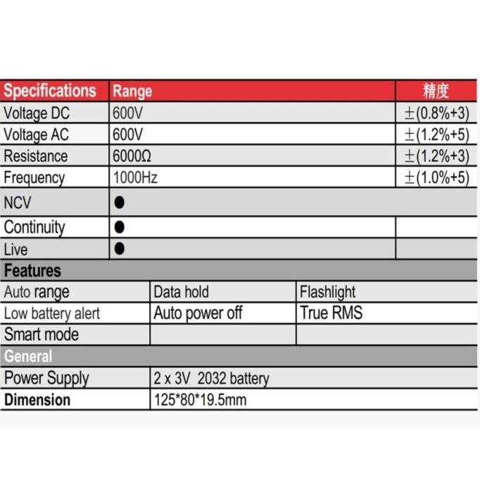 Murah Zotek Zt-Kp1 Smart Multimeter True Rms Auto Power Off Ncv Frequensy