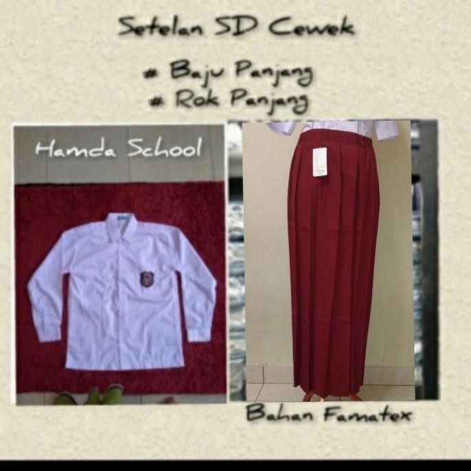 New Item, Setelan Sd Cewek Merah Putih Rok Panjang Baju Panjang