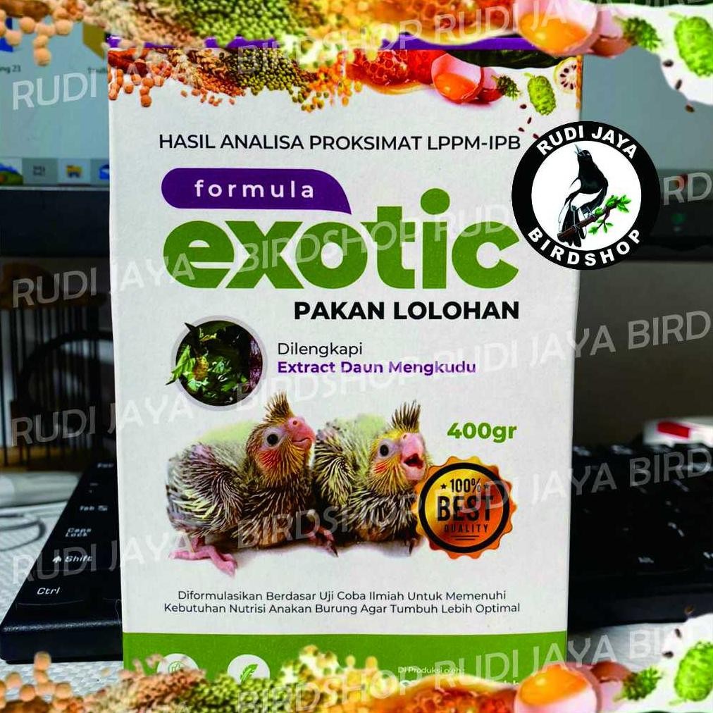 Ok75 FORMULA EXOTIC 1 KOTAK 400GRAM BUBUR PAKAN MAKANAN LOLOH LOLOHAN ANAKAN PIYIK BURUNG SPET SPED 