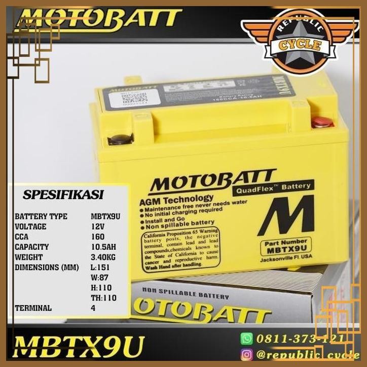 [MDM] Aki kering KTM Duke 250 Motobatt MBTX9U