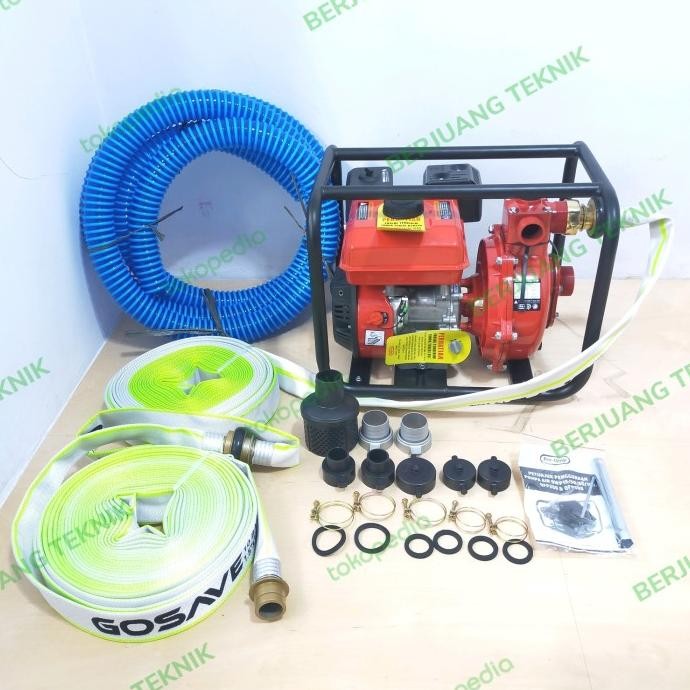 Paket Mesin Pompa Pemadam Kebakaran, Selang, Dan Adaptor Penyambung New Stok