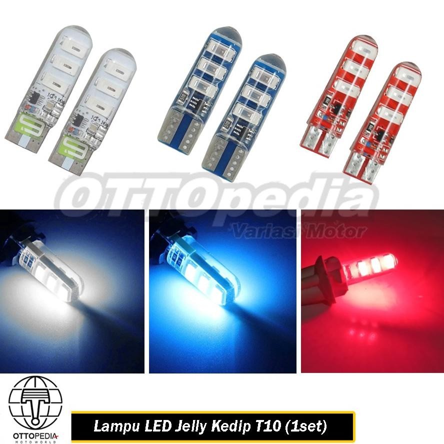 dgh-43 Lampu LED Sen Sein Senja Colok T10 Dop Jely Kedip DRL Flash RGB + Remote Mobil Motor Nmax Aer