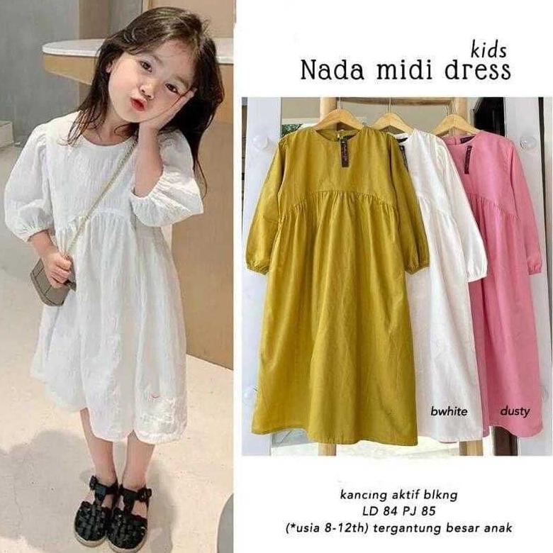 Or42 NADA MIDI DRESS KIDS / DRESS ANAK KEKINIAN / DRESS ANAK / BAJU ANAK Premium