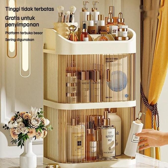 SALE COD3 Tingkat Rak Kosmetik Dengan Laci Anti Debu Multifungsi / Tempat Penyimpanan Make Up Dengan