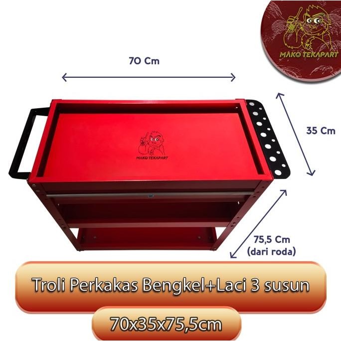 Rak Perkakas/Troli Perkakas Bengkel Dengan Laci
