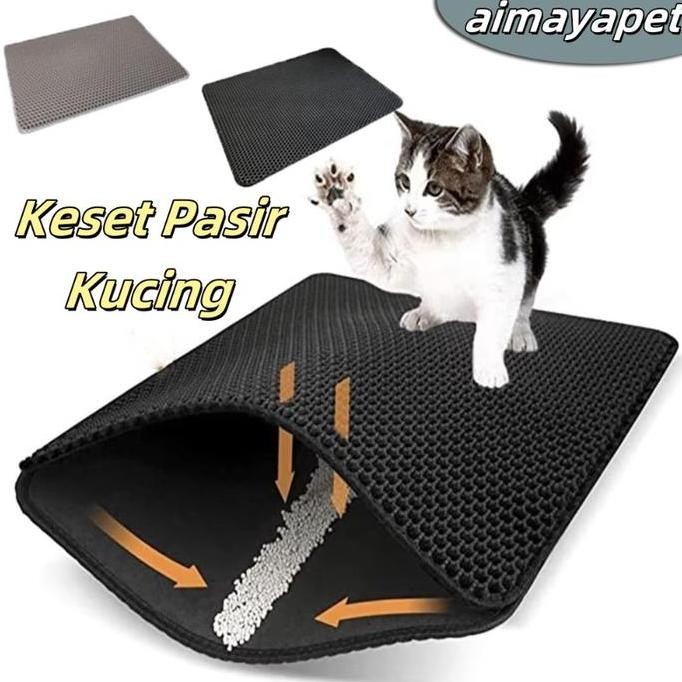 [aimayapet] Keset Pasir Kucing Double-Layer Litter Mat Kucing Alas Kucing Pasir Alas Kotoran Kucing 
