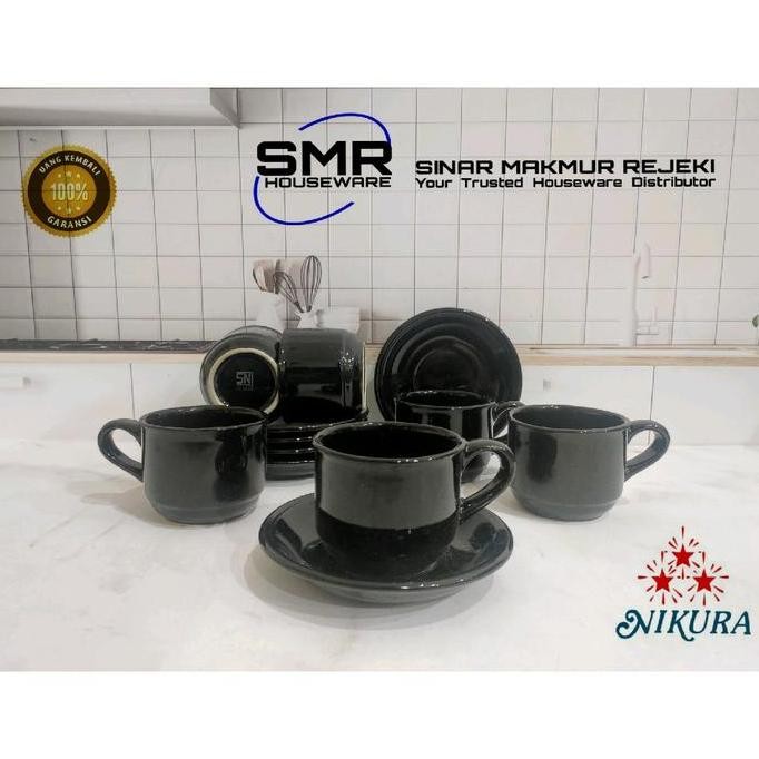 Murah Cangkir Set Keramik Hitam Polos Nikura