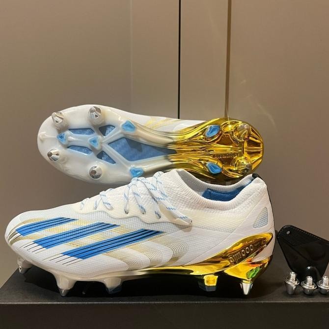 Sepatu Bola Adidas X Crazyfast .1 Messi White Gold SG ( Pull Besi )