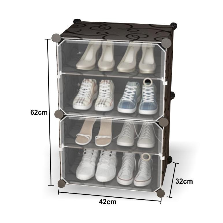 [original] lemari sepatu tertutup 2 pintu 4 susun rak sepatu portable anti debu [terlaris] [terbaik]