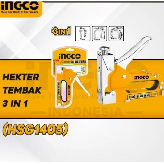 

3-in-1 Staple Gun INGCO HSG1405 - Stapler Staples Steples Tembak Jok KALI