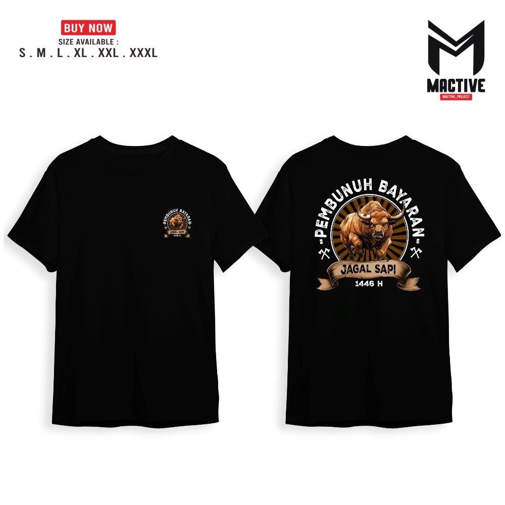 LI34 KAOS PEMBUNUH BAYARAN JAGAL SAPI QURBAN 1446H IDUL ADHA KAOS LEBARAN KAOS SABLON CUSTOM COMBED 