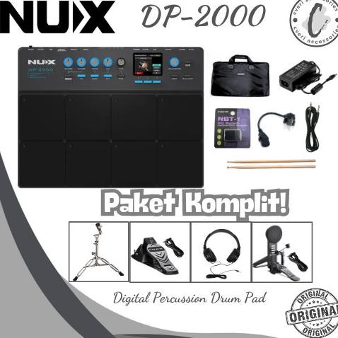 NUX DP2000 DIGITAL PERCUSSION DRUM PAD PAKET KOMPLIT STAND KICK PAD KICK HIHAT PEDAL DP-2000 ORIGINA