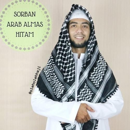 Sorban Arab Almas Hitam Sorban Surban Haji Keffiyeh, Sorban, Shemagh MS