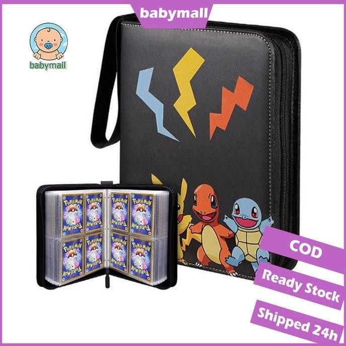 

24HBuku Album Holder 400 Kartu Game Pokemon EX GX Bahan PU Waterproof Dengan Resleting Untuk Koleksi / Mainan Anak Case Zipper