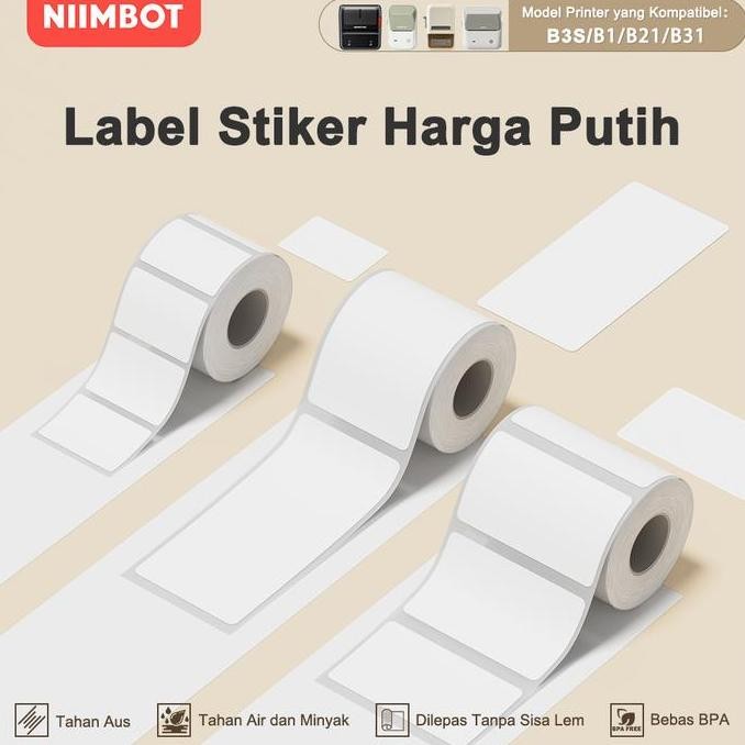 

NIIMBOT B1/B21/B3S Mesin cetak label kertas label termal kertas label pakaian label harga produk stiker kantor tahan air dan anti gores murah