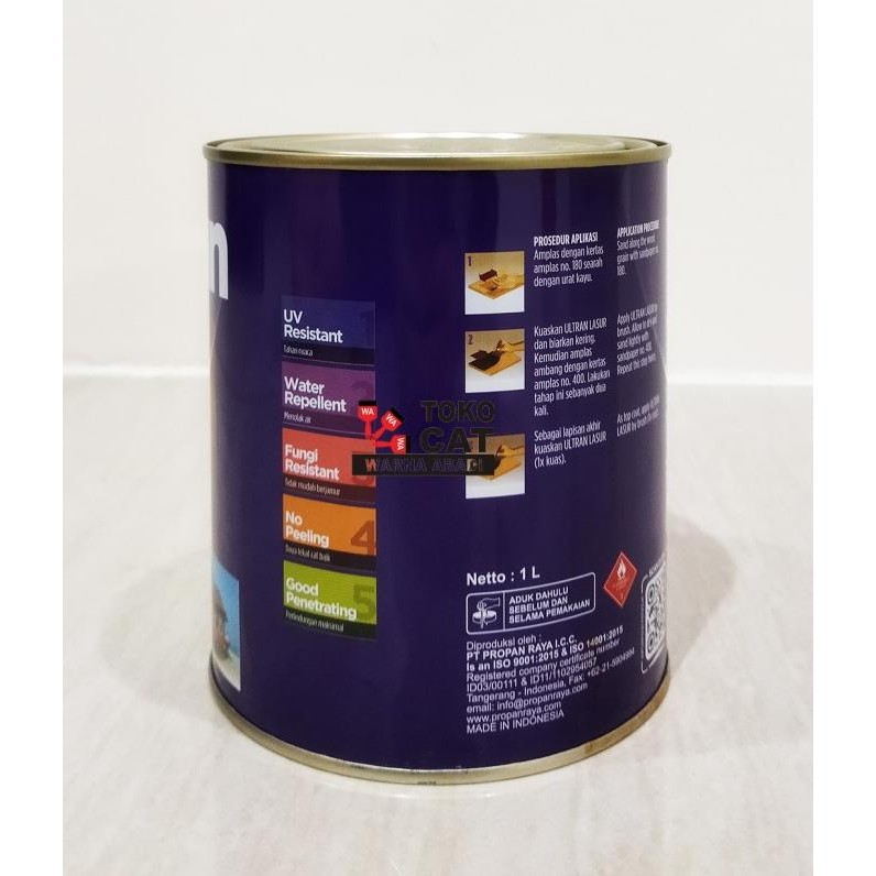 Miliki Cat Politur Propan Ultran Lasur 1 Liter Clear Gloss - Satin - Doff