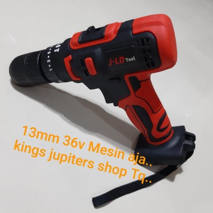 Ecer JLD ( MESIN - BATRE - CHARGER ) buat BOR CORDLESS 10MM 13MM 36VOLT HAMMER BESI KAYU CORLESS CAS