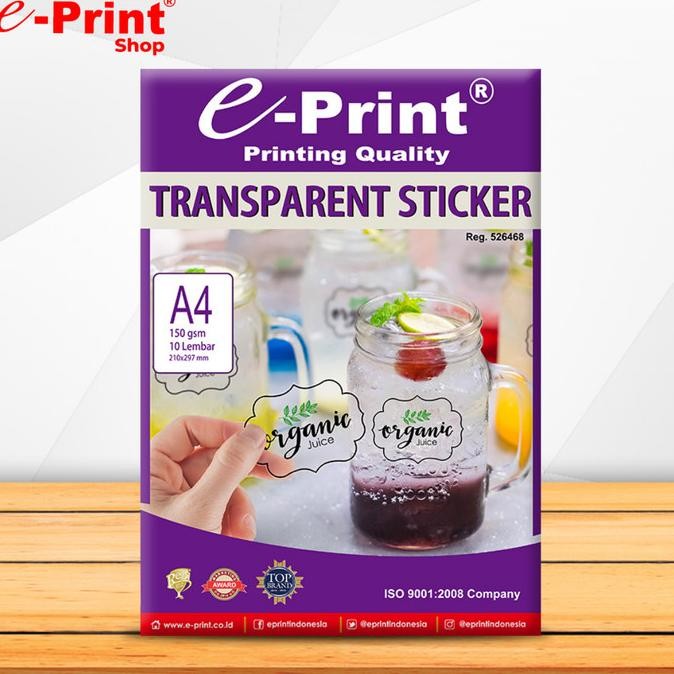 

Kertas Stiker Transparan Sticker Paper A4 by e-Print murah