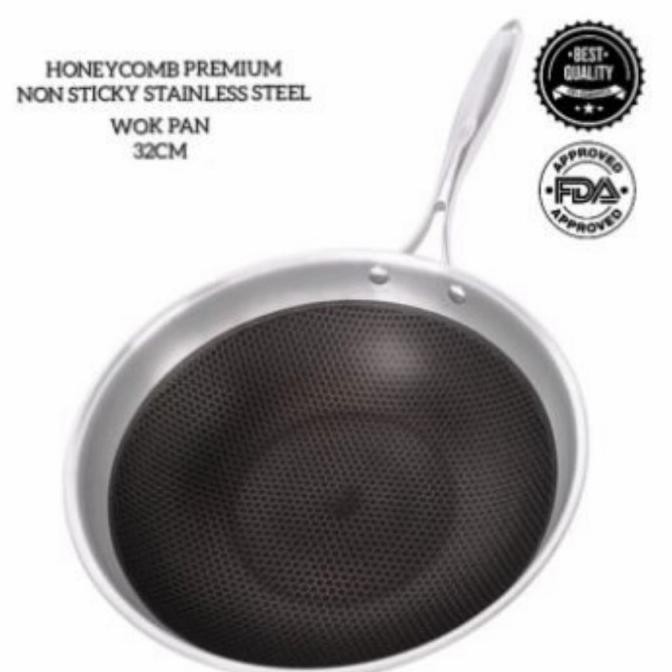 TERBARU VIERA TMS99~034/34 CM HONEYCOMB WOK ~ Wajan Stainless 304