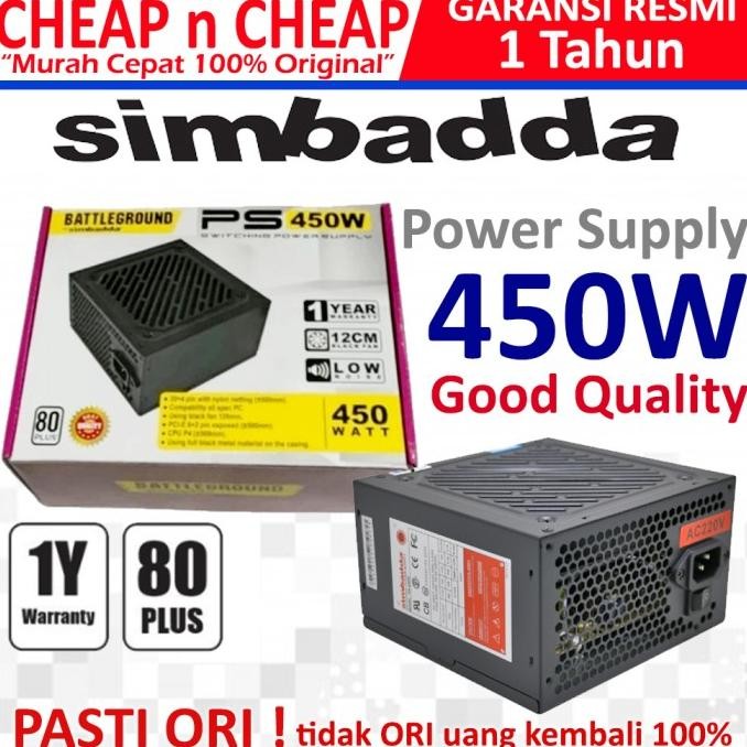 Simbadda 450W PSU 80 Plus Power Supply PSU 450 W 80+ 80 + 80Plus
