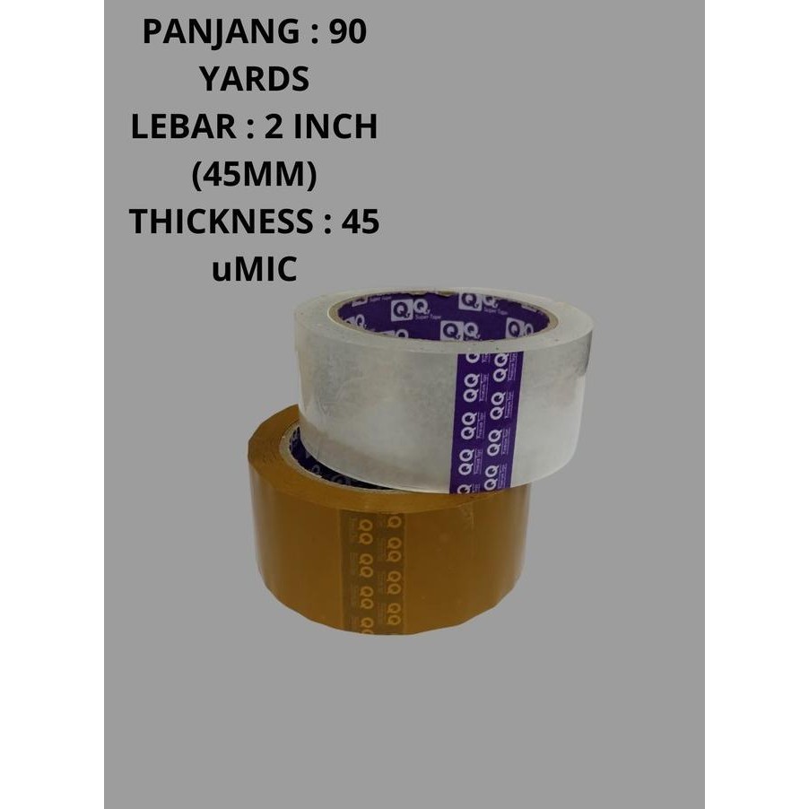 

Lakban Bening/Coklat 1slop(6roll)2IncH 45mm x 90Yards "QQ" TOP Quality murah