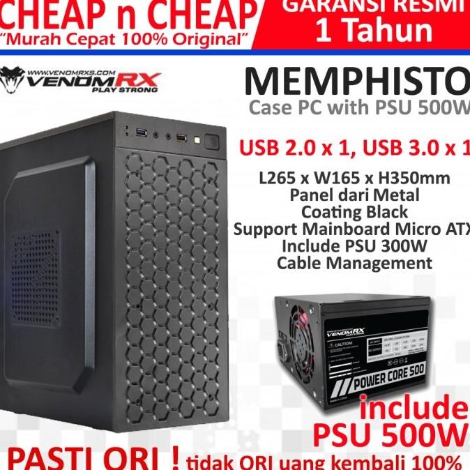 VenomRX MEPHISTO PSU 500W Case Casing PC Komputer Venom RX Kingpin