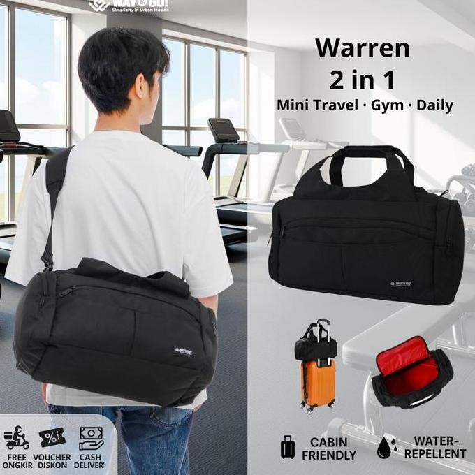 Way&Go Warren Tas Travel Fitness Gym Kecil Mini Hitam TERBARU