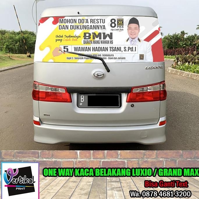 Cetak Stiker One Way Vison Kaca Mobil Belakang Luxio Grand Max