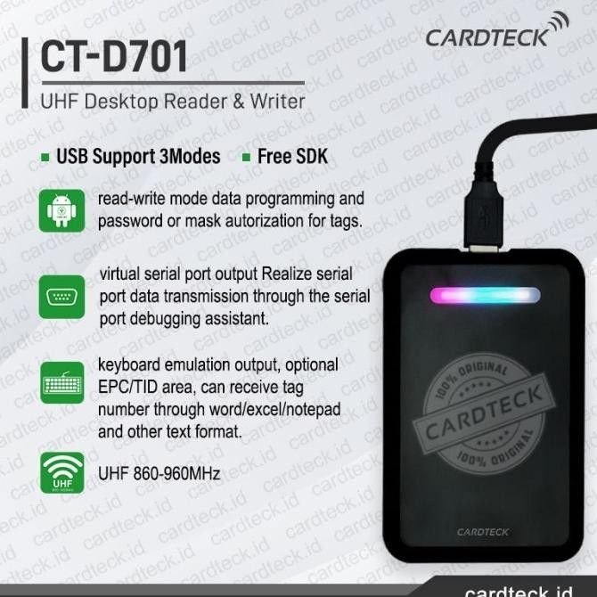 

Grosir Uhf Desktop Reader Writer Usb Long Range Rfid Cardteck D701