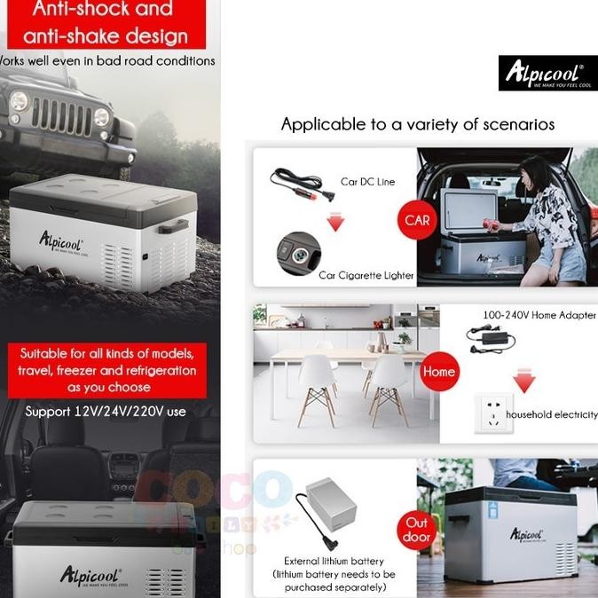 Murah Alpicool C12P 12L Kulkas Car Refrigerator 12V24V220V Compressor Refrigeration Car Home Dual-Pu