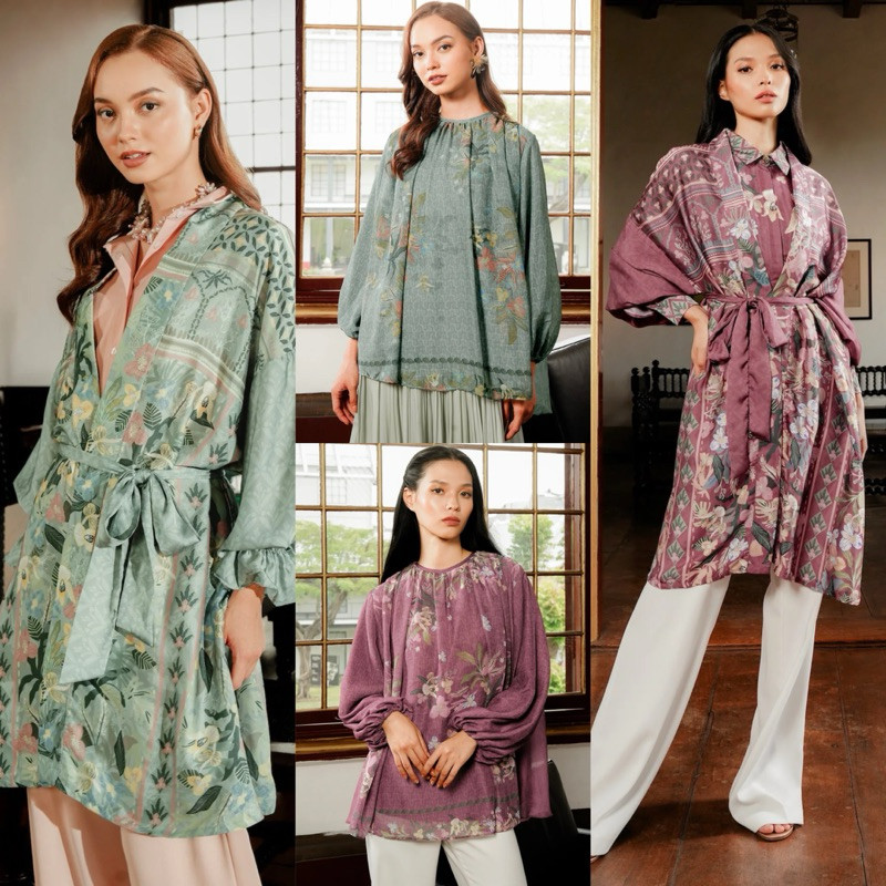 [baca deskripsi‼️] BENANG JARUM REVERIE SHEER BLOUSE REVERIE OUTER BLOUSE PRINT