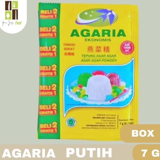

Agaria Tepung Agar Agar / Agar / Agar Powder / Ekonomis / Hijau / Putih / Merah / Coklat 7g / 1 BOX TANPA BONUS murah