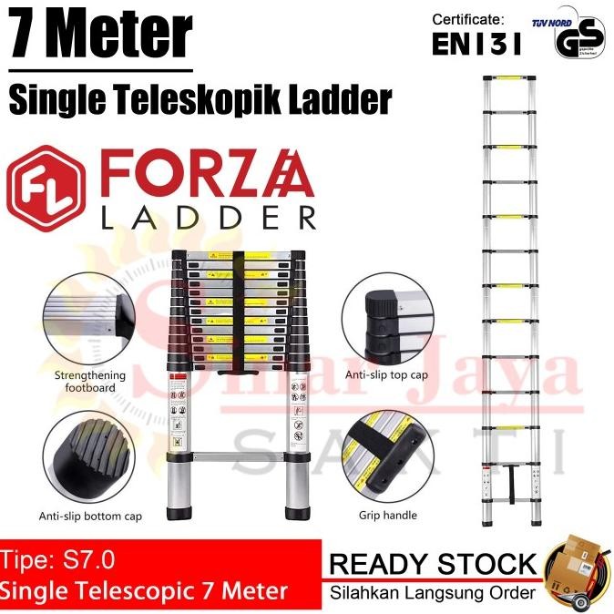 Tangga Teleskopik Forza 7 Meter Tangga Alumunium Lipat Teleskopik 7 M New Stok