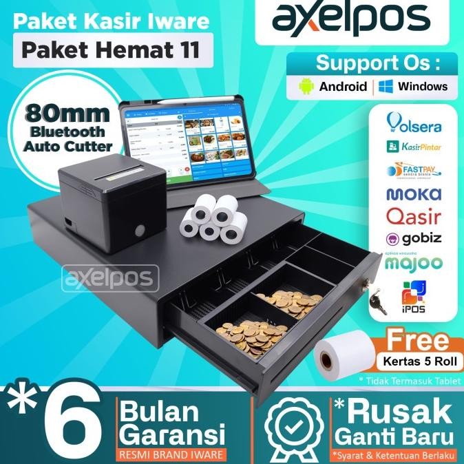 

Promo Paket Alat Mesin Kasir Iware Printer Bluetooth Thermal 80Mm Auto Cutter - Cash Drawer 4 Slot - Free Kertas Thermal 5 Roll
