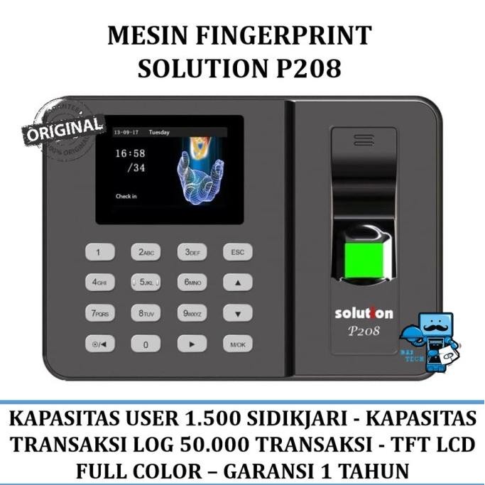 

Promo Mesin Absen Fingerprint Solution P208 - Garansi Resmi
