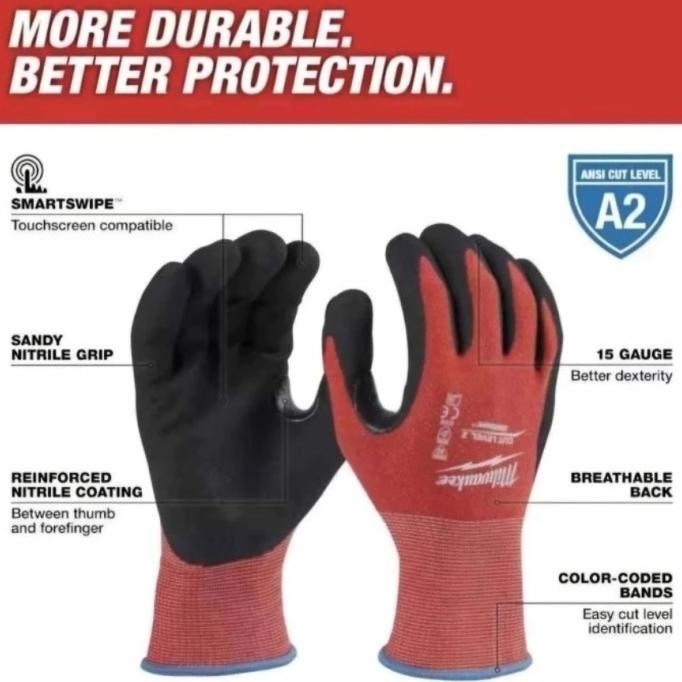 

Promo Milwaukee 48-22-8927 A2 Safety Gloves Cut Level 2 Sarung Tangan Safety