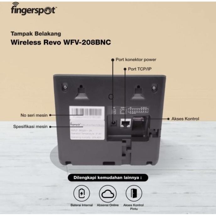 

Sale Mesin Absensi Fingerspot Revo Wfc-208Bnc Wireless