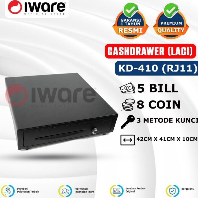 

Grosir Cash Drawer Laci Uang Kasir Iware Kd-410 Rj11 5 Bill 8 Coin