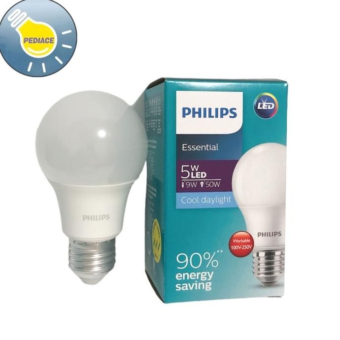 Lampu Bohlam LED 5 Watt E27 PHILIPS Essential Cool Daylight / Putih