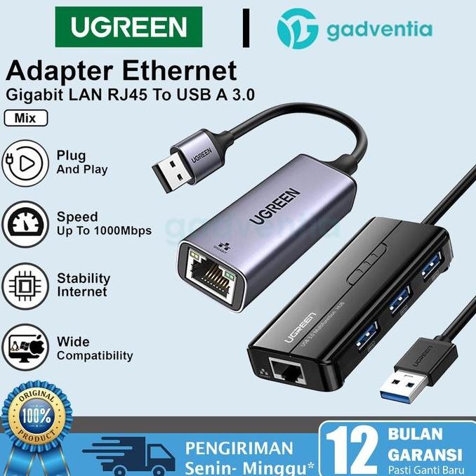 Ugreen Usb 3.0 To Lan Rj45 Adapter Ethernet Speed 1000Mbps 20265 For Laptop Macbook Asus Lenovo Co