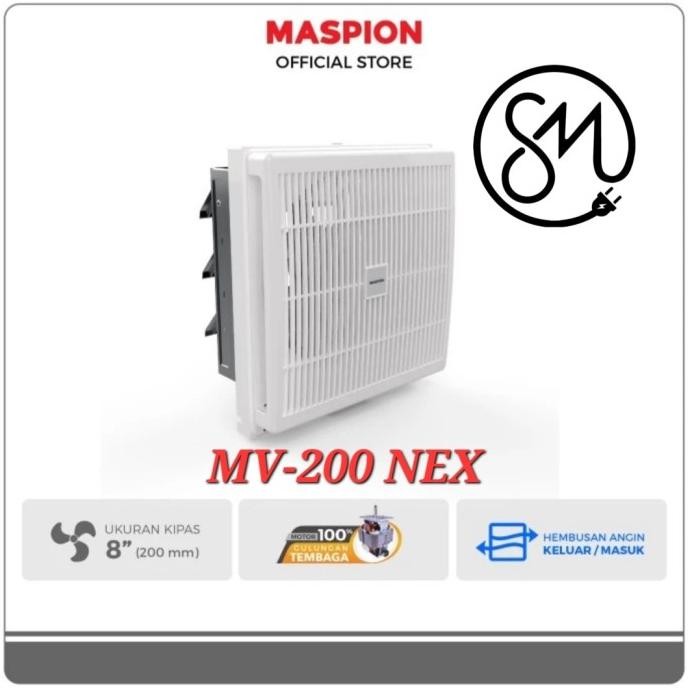Exhaust Fan Maspion Mv-200 Nex 20 Cm Dinding Tembok 8 Inch Hexos New Stok