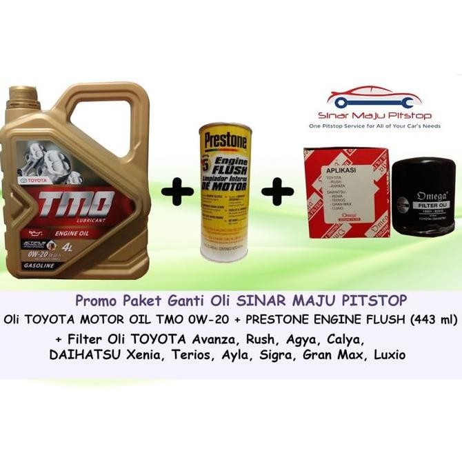 Grosir Paket Ganti Oli Mobil Toyota Avanza & Rush & Agya & Calya - Tmo 0W-20 Api Sn Original 4 Liter