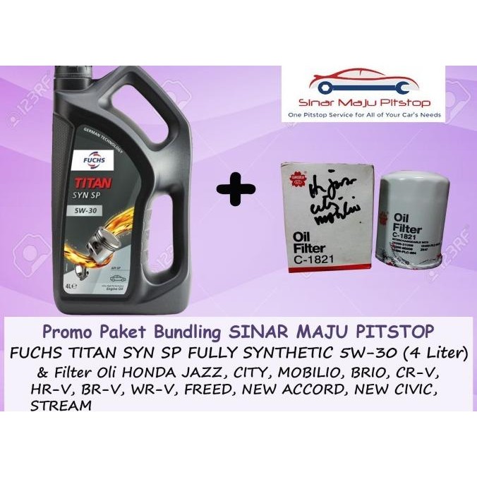 Sale Paket Oli Fuchs Titan Syn Sp Fully Synthetic 5W-30 Galon 4 Liter & Filter Oli Mobil Honda Crv H