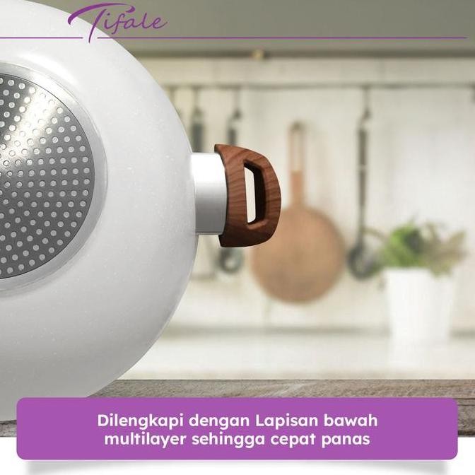 Sale [Extrasubsidy] Tifale [2In1] White Wokpan Diameter 32Cm + Glass Lid + Granite Steamer Non Stick