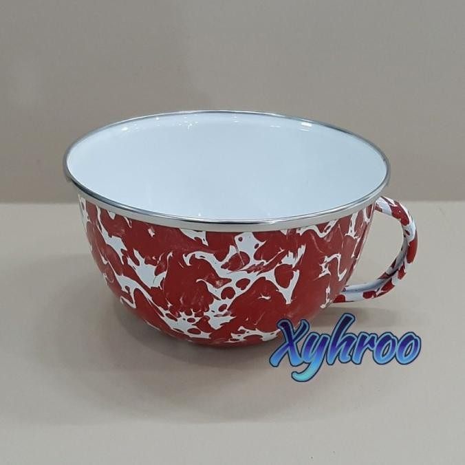 Soup Mug Enamel 14cm Merah blirik LAT